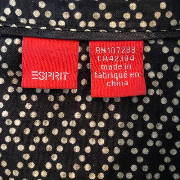 Vintage Esprit Short Sleeved Floral Button Top with Bows, Gathered Waist, V-Neck - Picture 6 of 8